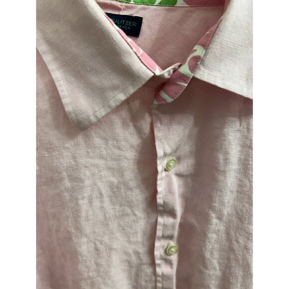 XL - Lilly Pulitzer Men's Stuff 100% Linen Size M Wyeth Pink - Picture 6 of 13